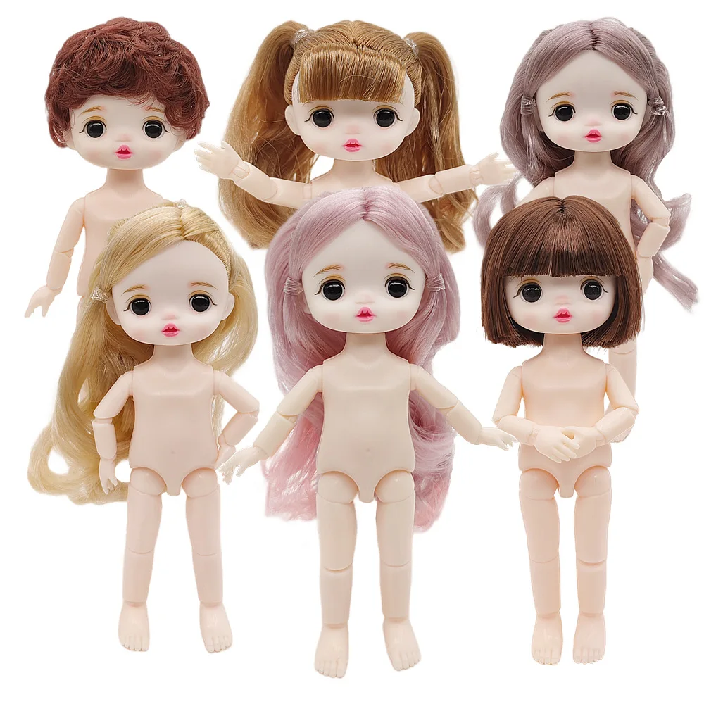 

17cm Doll 3D Eyes 13 Joints Moveable Diy BJD Doll Dress Up Cute Little Doll Kids Girl Toy Gift