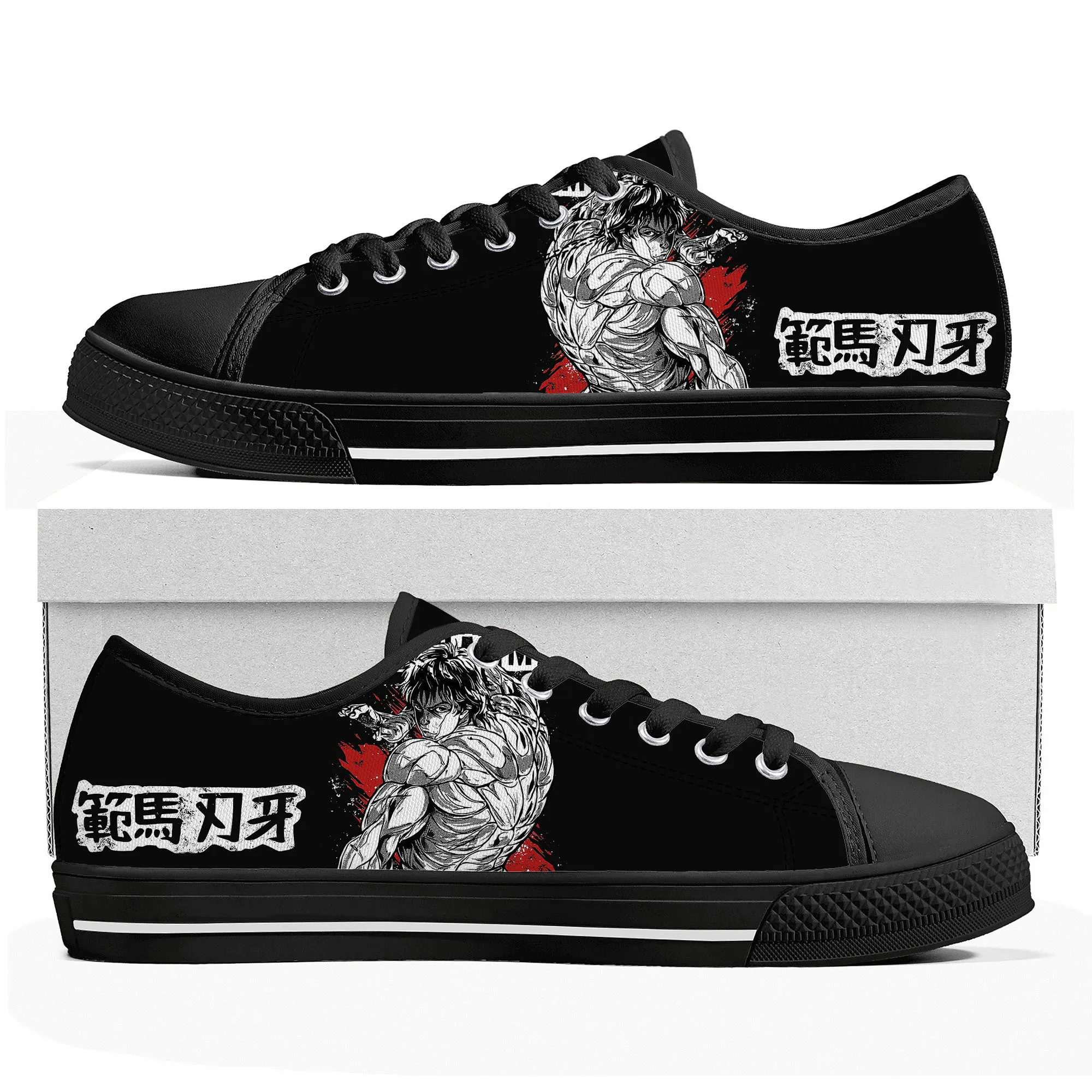 Anime Baki The Grappler Baki Hanma Low Top Sneakers Mens Womens Teenager Canvas Sneaker Casual Custom Made Shoes Customize Shoe