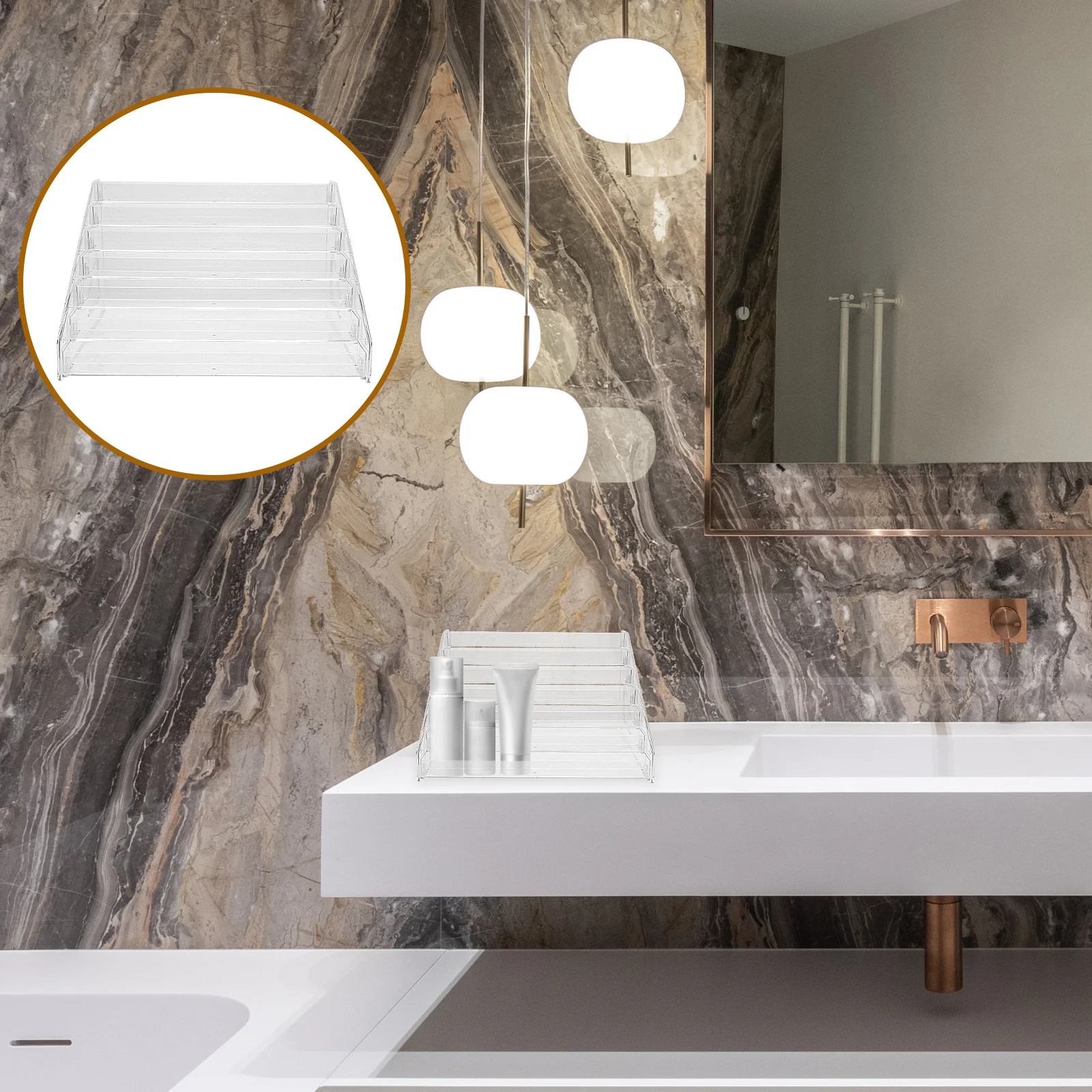 

Detachable Acrylic Nail Polishes Storage Rack Multifunctional Lipsticks Organizer 7-Layer Desktop Makeup Storage