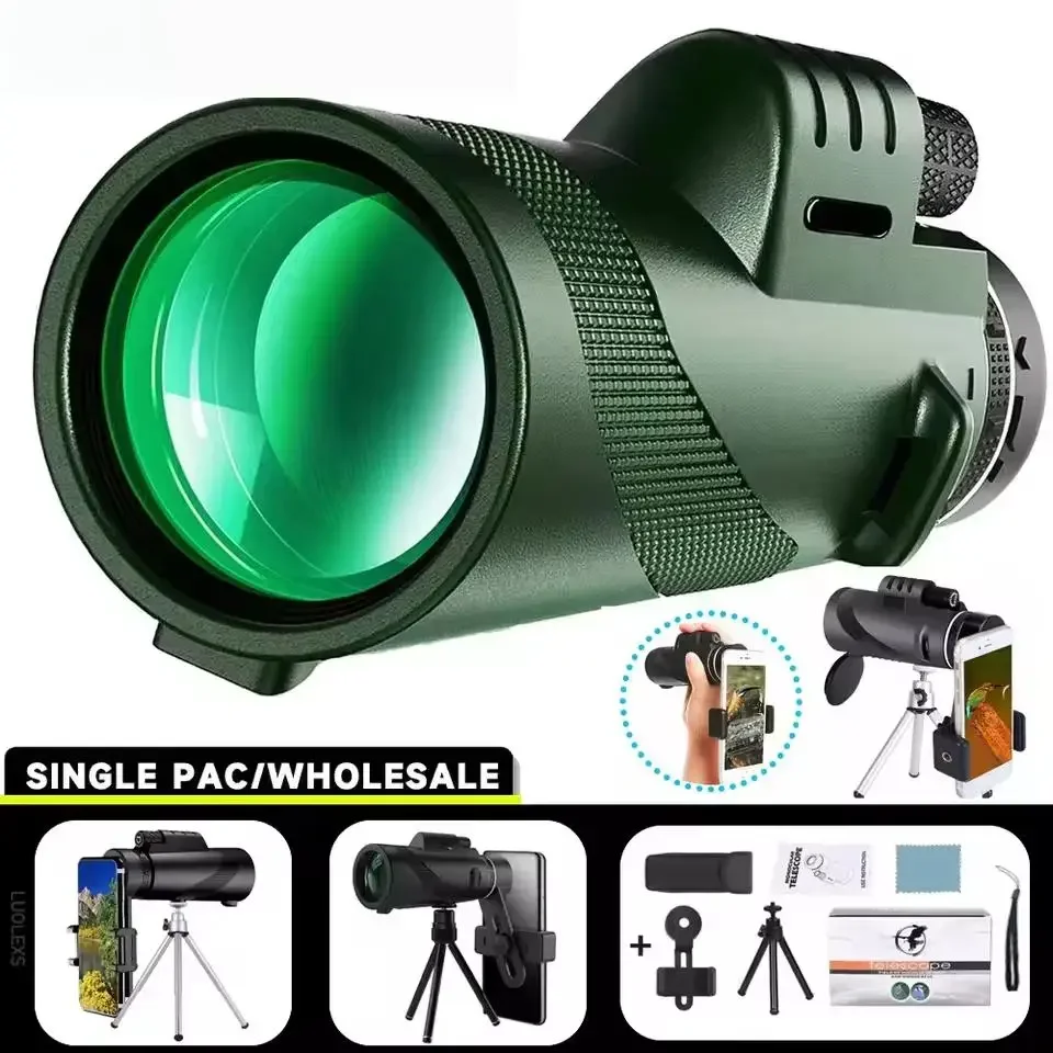 Telescopio HD 80x100 - Zoom portátil plegable de larga distancia de 5000 m para caza/camping/viajes - Mini visión clara de alta potencia
