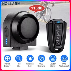 Hollarm Bicycle Vibration Alarm Wireless Motorcycle Alarm Anti-theft USB Rechargeable Remote Control Security System Waterproof