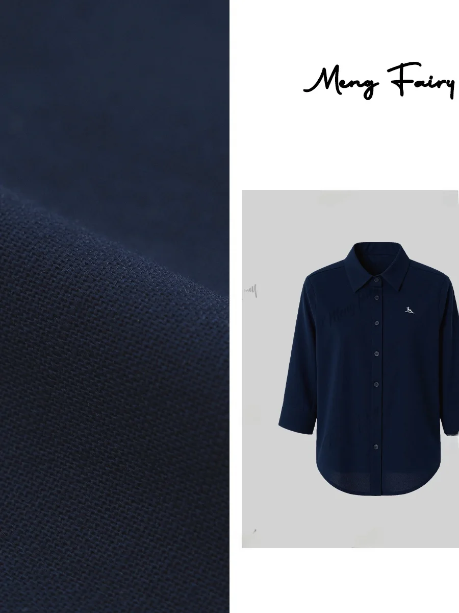 

Синяя хлопково-льняная рубашка с вышивкой, свободного кроя, с принтом Meme Face Hero, весна-лето, женская, приталенная, с длинным рукавом