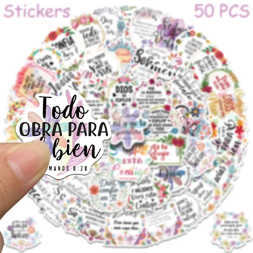 50 قطعة الإسبانية تحفيزية يقتبس ملصقات الشارات للهاتف سجل القصاصات سكيت خوذة DIY بها بنفسك الجمالية ملصقات مقاومة للماء