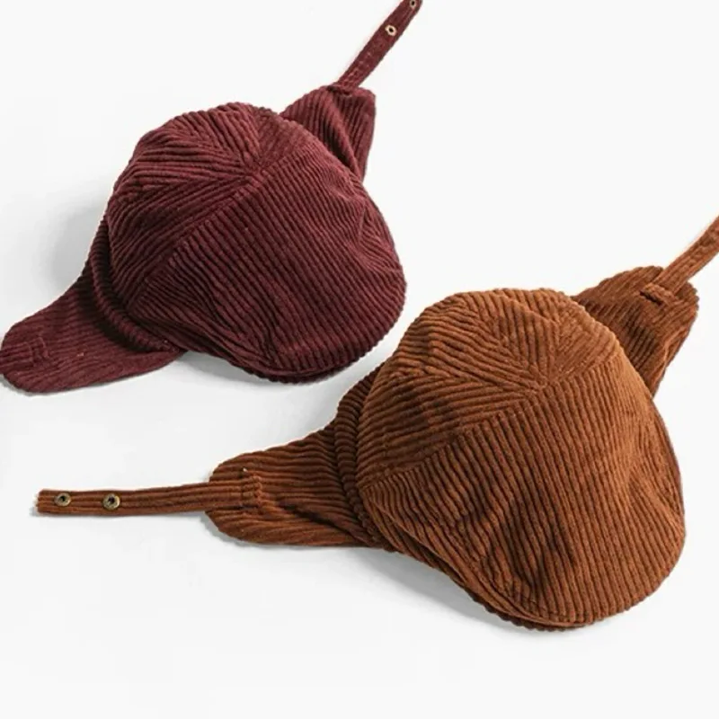 جديد اليابانية الرجعية سروال قصير الدافئة إلى الأمام القبعات الرجال النساء الشتاء تنوعا حماية الأذن الأدبية البريطانية الرسام قبعة Gorras