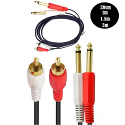 6.5mm Convertor Adapter Cable 6.35 Male to 2 RCA Male AUX 0.2m/1m/1.5m/3m