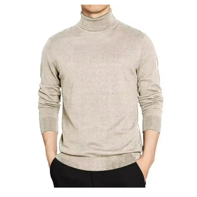 SweatwearTurtleneck Sweater Men Pullover Basic Solid High Neck Sweater Male Black Grey Knitwear Man Warm Loose Tops