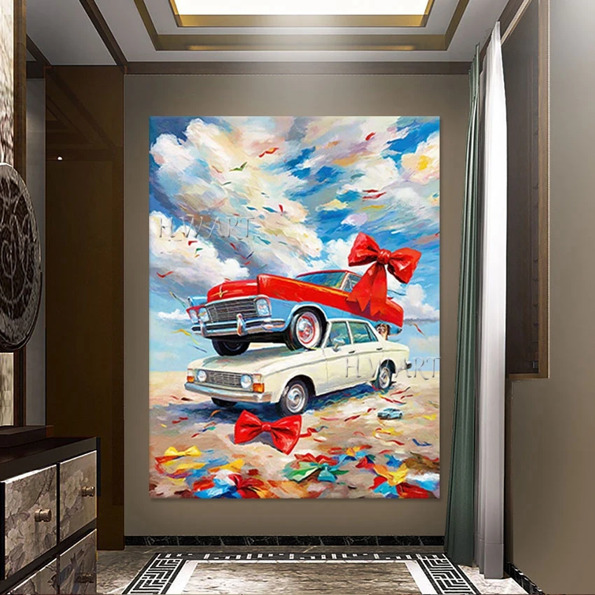 

Car Scenery Art Cartoon Oil Paintings Frameless Beautiful Acrylic Design Canvas Picture Abstract Kindergarten Wall Decoration