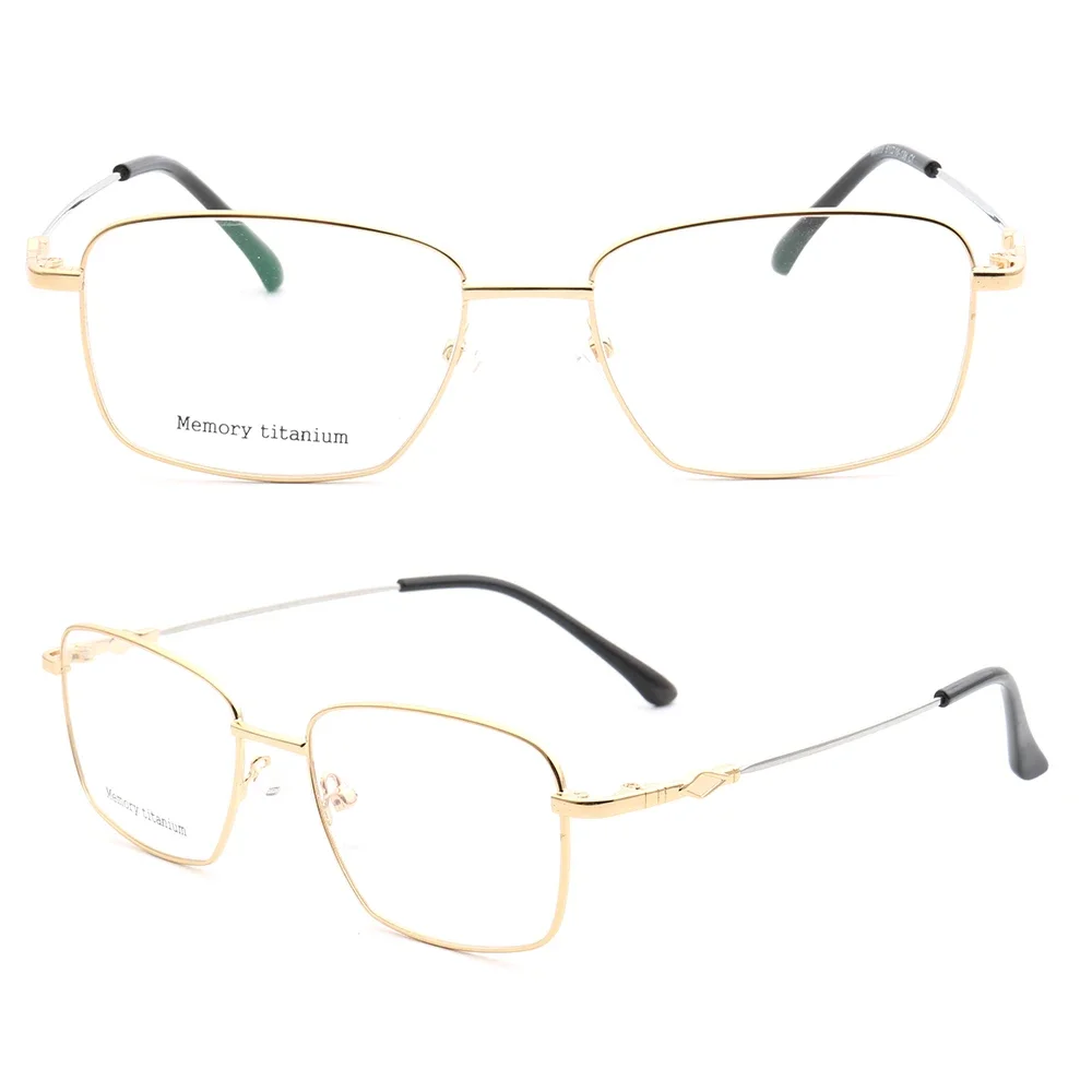 

Flexible Men Business Eyeglass Frames Women Square Metal Optical Glasses Frame Full Rim Light Metal Prescription Spectacles Gold