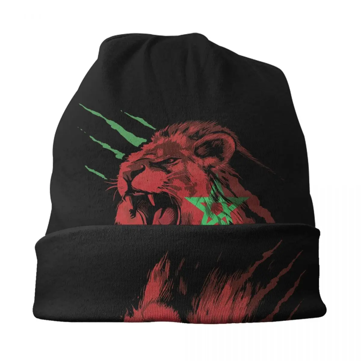 مخصص المغربي أطلس الأسود المغرب العلم بيني قبعات الشتاء الدافئة الحياكة قبعة النساء الرجال الكبار بونيه القبعات في الهواء الطلق قبعة تزلج #3