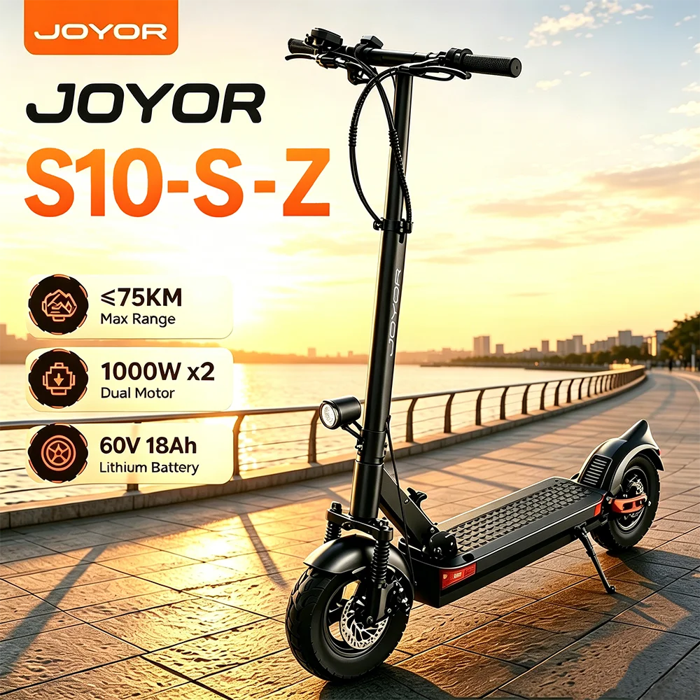 Trottinette électrique adulte JOYOR S10-S-Z, batterie 60V18AH, moteur 1000W * 2, pneus tout-terrain de 10 pouces, trottinette électrique pliable