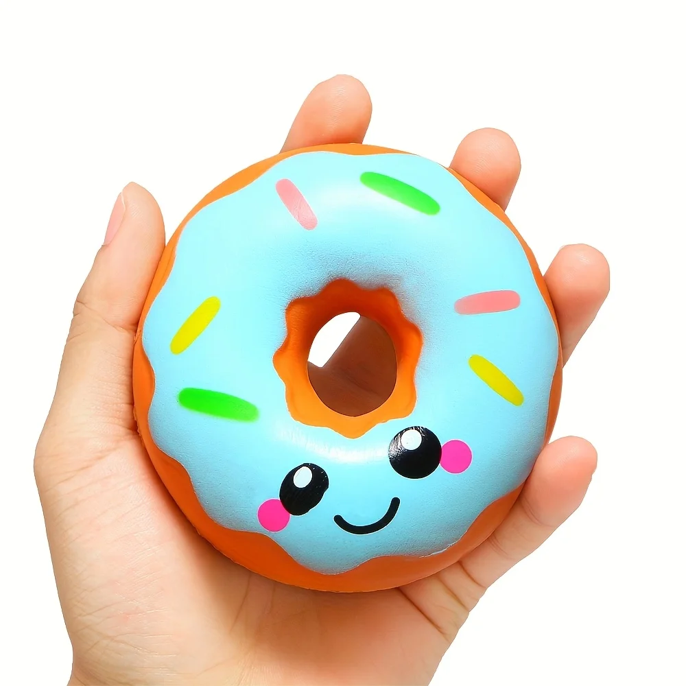 Juguete Blandito de Donut de Dibujos Animados, 3.94 Pulgadas, de Levantamiento Lento, Aromático, Suave para Apretar, Juguete Antiestrés Kawaii para Aliviar la Ansiedad