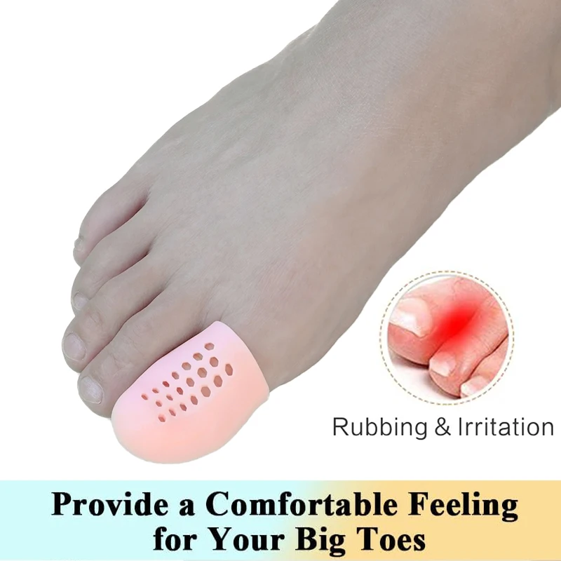 Pexmen 2/4Pcs Gel Toe Protectors Toe Caps Sleeves Prevent Pain Relief for Corns Blisters and Ingrown Toenails Big Toe Covers