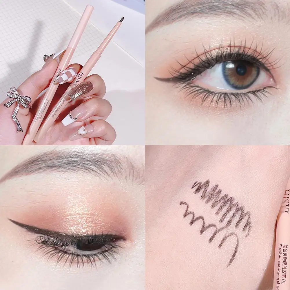 Ultra Thin Eyeliner Gel Pencil Smooth Waterproof Lasting Liner Eyes Makeup Non-Smudge Eye Cosmetics Lying Silkworm K3E6