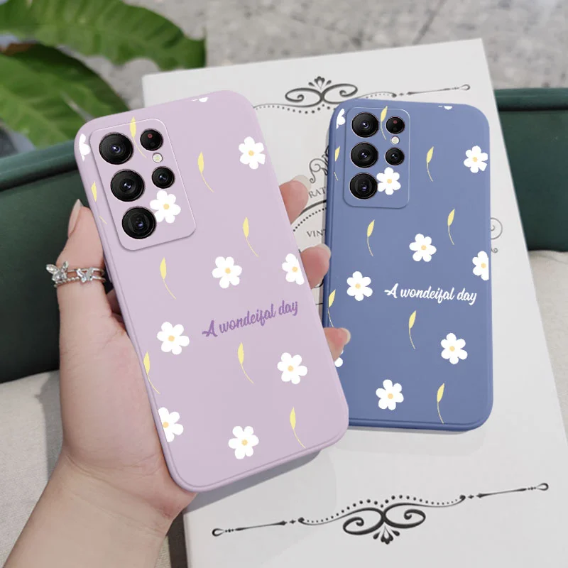 Small Daisy Phone Case For Samsung Galaxy S24 S23 S22 S21 S20 S10 S10E Ultra Plus FE Note 20 Ultra 10 Plus Cover