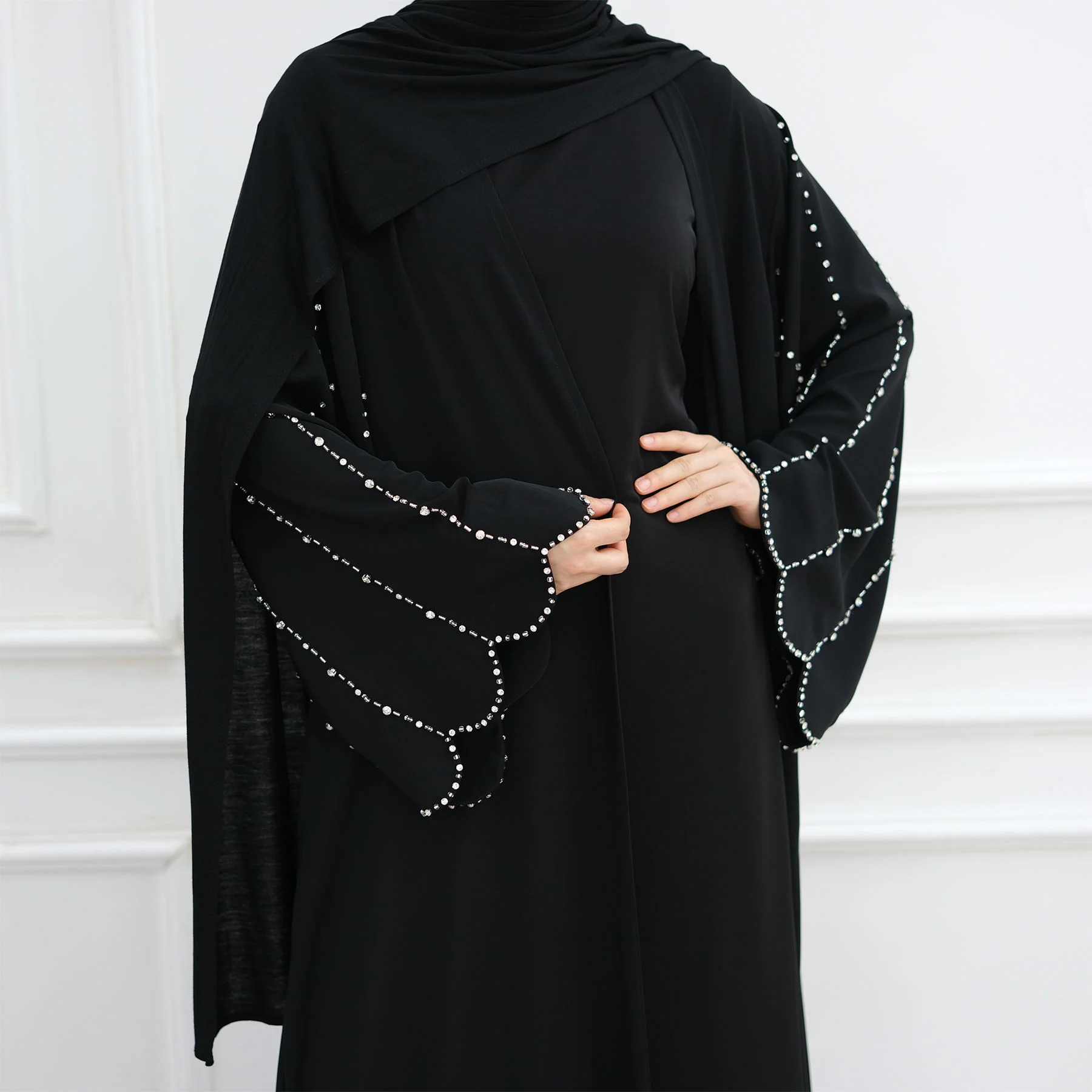 Ramadán diamantes Abayas Dubai Kaftan mujeres vestido musulmán Kebaya Turquía bata caftán marroquí mujer Islam Jalabiya Kimono Cardigan