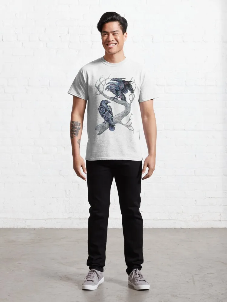 

Hugin And Munin Classic T-Shirt Casual O-Neck Tee Shirts Streetwear New Fashion Top Tees