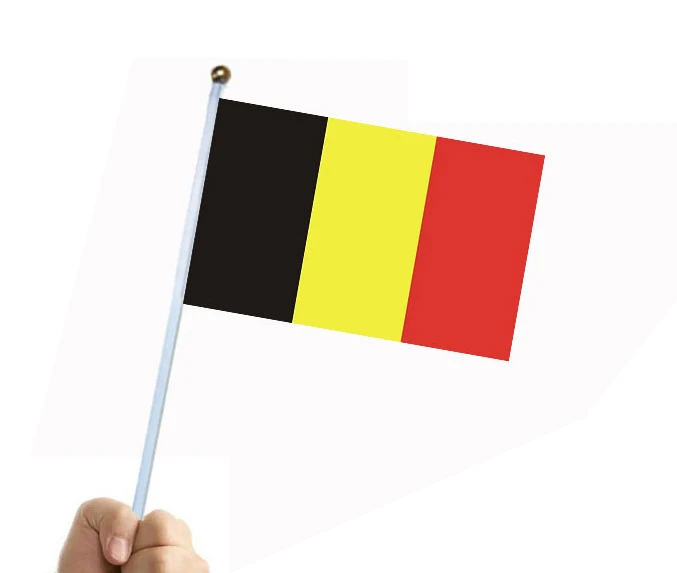 

Custom Hand Flag 100pcs Belgium Hand Flag National belgium Double Side Printing BE BELG Hand Flag 14*21cm Polyester Banner