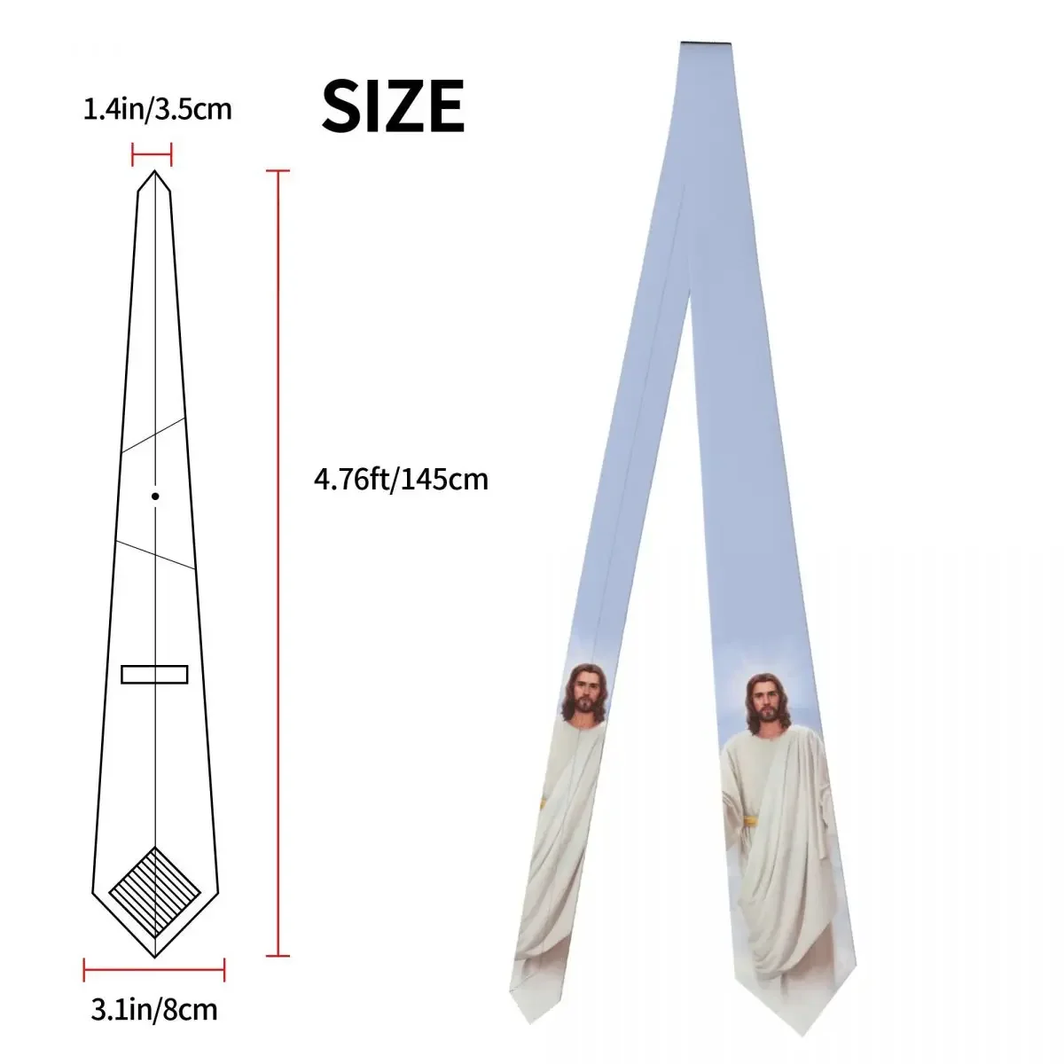 Christian Necktie Men Women Slim Polyester 8 cm Narrow Jesus Christ God Bless Neck Ties for Men Accessories Cravat Wedding Gift