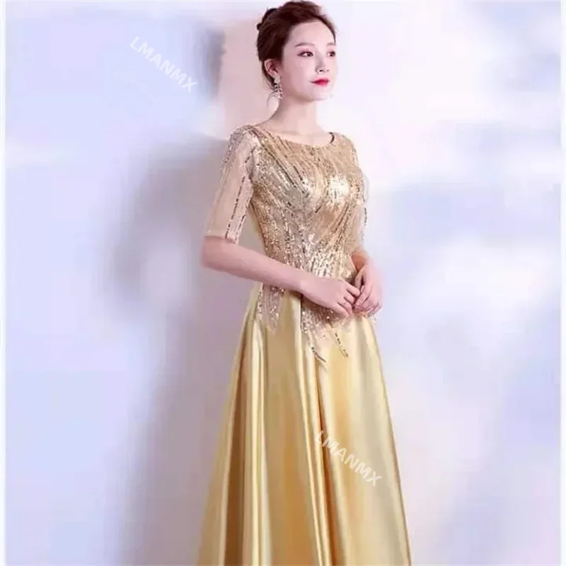 Fashionable Elegant Grand Choir Performance Costume Female Adult Chorus Long Dress Banquet Host Temperament Slim Evening Dress