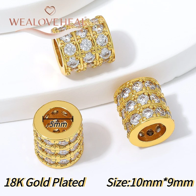 perlen für schmuckherstellung, schmuckherstellung zubehör, 18K vergoldete Messing-Hohlperlen, Olivenperlen-Abstandshalter, mit Zirkonia besetzte Trenner für Perlen, für DIY-Armband-Schmuckherstellungszubehör – Detail 34