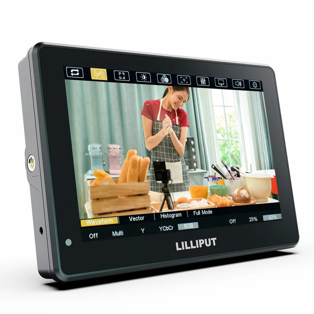 Monitor Portátil LILLIPUT HT7S de 7 Pulgadas HDR IPS HD SDI a HDMI 4K, Alto Brillo 2000 Nits, Control de Cámara, Táctil, Waveform, Vec