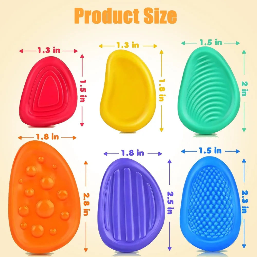 Soft Fidget Toys pietra sensoriale Silicone colore casuale confezione da 6 texture preoccupazione pietra sollievo dall'ansia giocattoli con sentimenti emozionali sociali