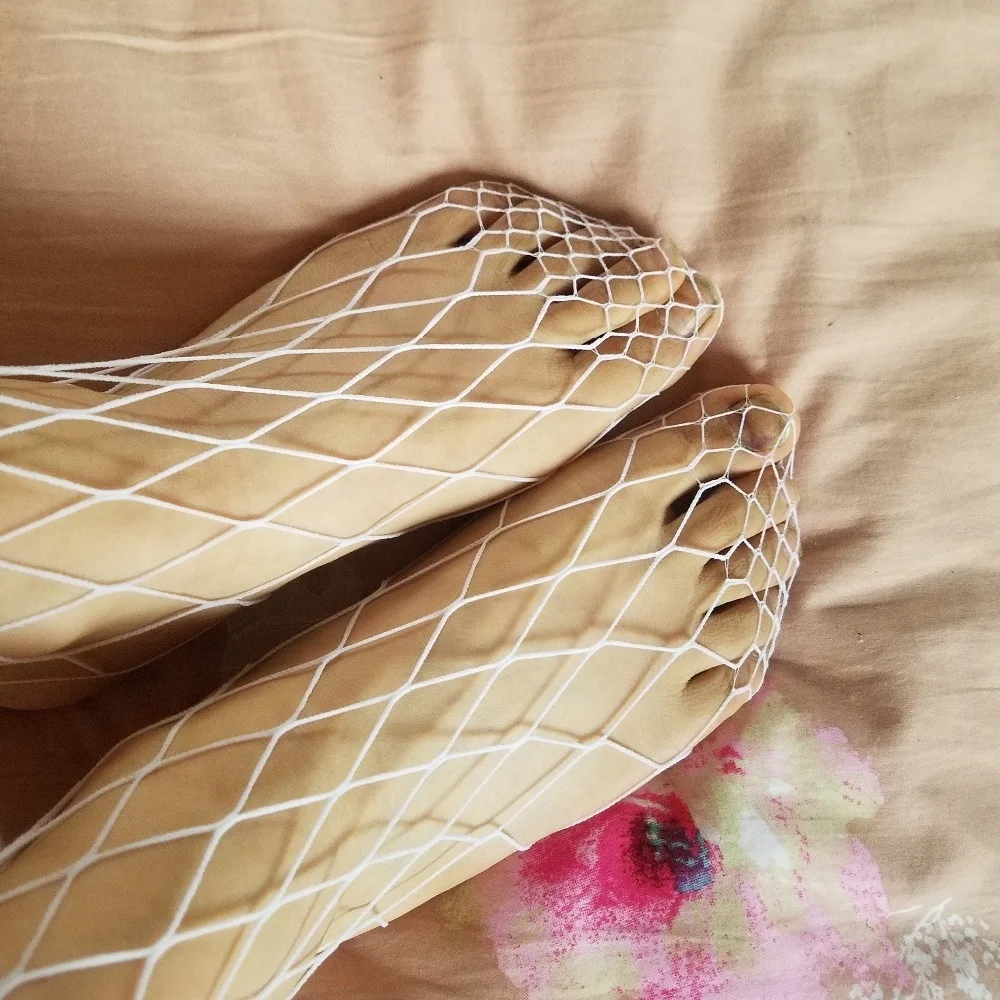 Neue Mode Weiß rot blau Frauen hohe Taille aushöhlen Strumpf Fischnetz Club Höschen stricken Netz Strumpfhosen Hosen große Mesh eng – Detail 7