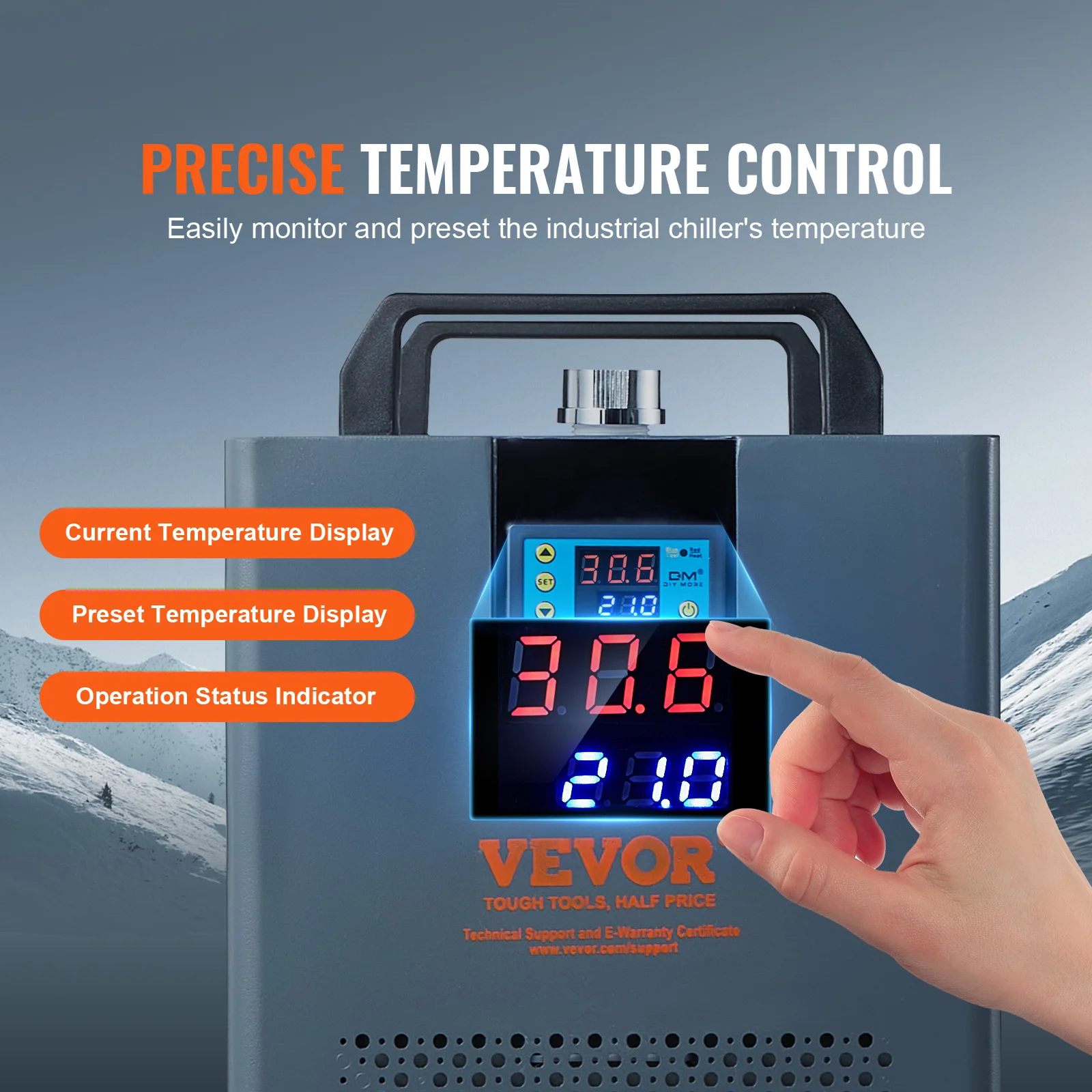 VEVOR เครื่องทําน้ําเย็นอุตสาหกรรม KH-6000 200W พร้อมคอมเพรสเซอร์ถังน้ํา 12 L ความจุ 7.8 L/min สําหรับ CO2 เลเซอร์แกะสลักเครื่อง