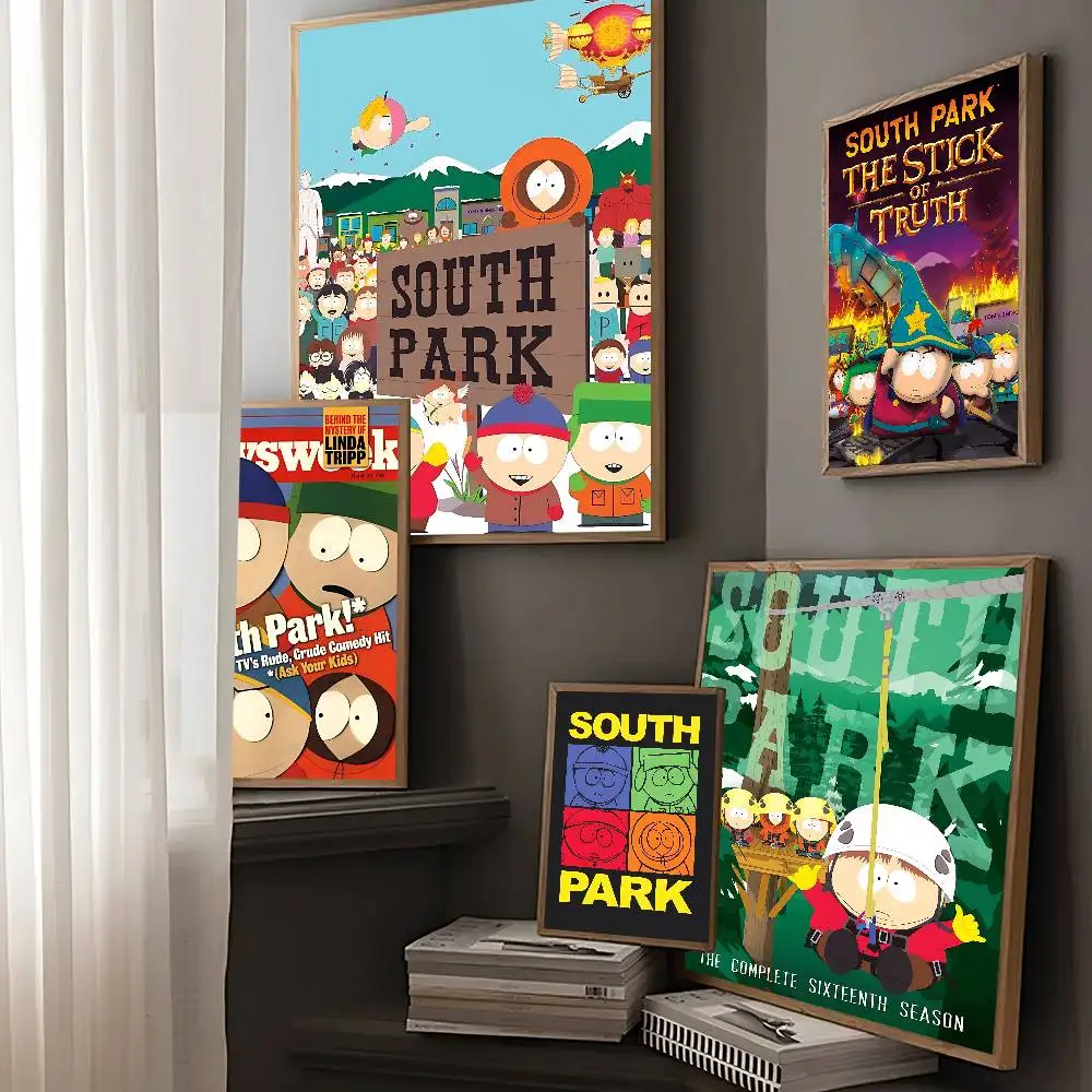 Adult Animation S-South P-Park Vintage Posters Sticky Retro Kraft Paper Sticker DIY Room Bar Cafe Kawaii Room Decor