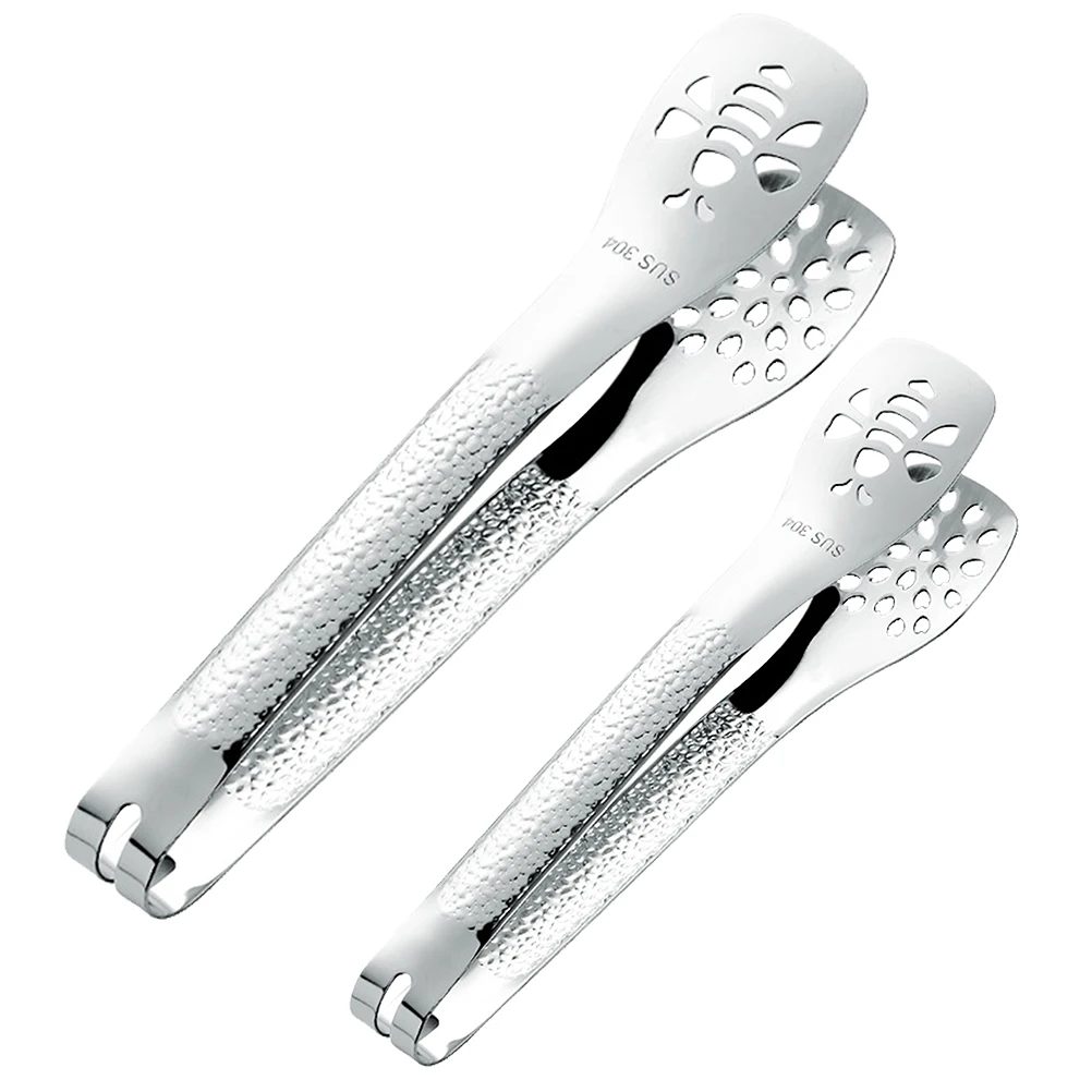 

2 Pcs Stainless Steel Food Tongs 304 BBQ Clamps Bread Clips Heat Resistance Compact Design Suitable Outdoor Barbecue Home Use