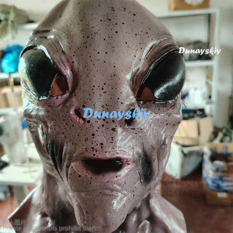 Máscara de Alien de látex para Halloween, máscara de cabeza completa, Cosplay terrorífico para adultos, máscara de Alien para hombres, máscara de cara completa de miedo para mujeres, Anime