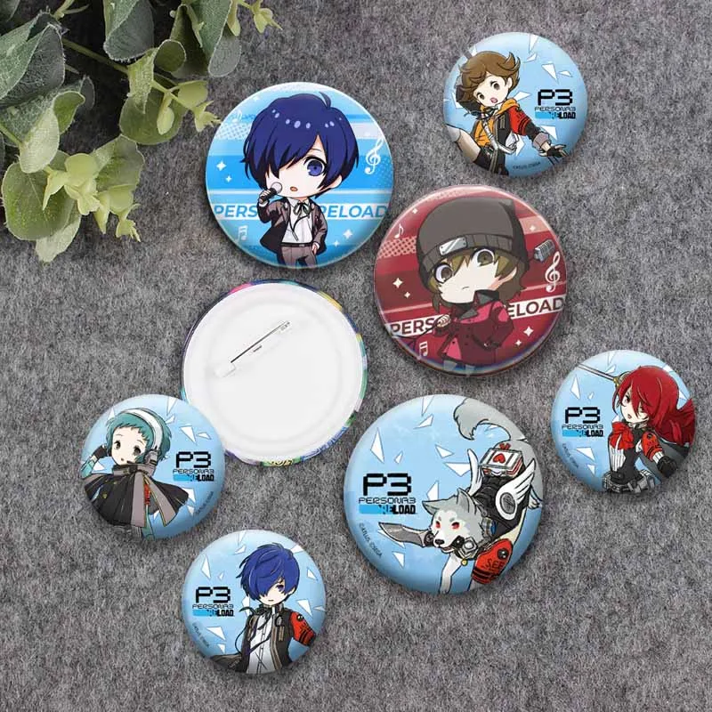 Game P-Persona 3 Coin Badge Makoto Yuki Aigis Shinjiro Akihiko Sanada Cartoon Icon Brooch Bag Shoes Hat Accessories Jewlery Pins