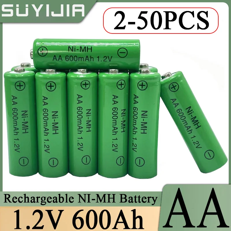 2-50PCS 1.2V AA Battery 600mAh Rechargeable Battery NI-MH 1.5V AA Batteries for Clocks Mice Computers Toys MP3/MP4 So On