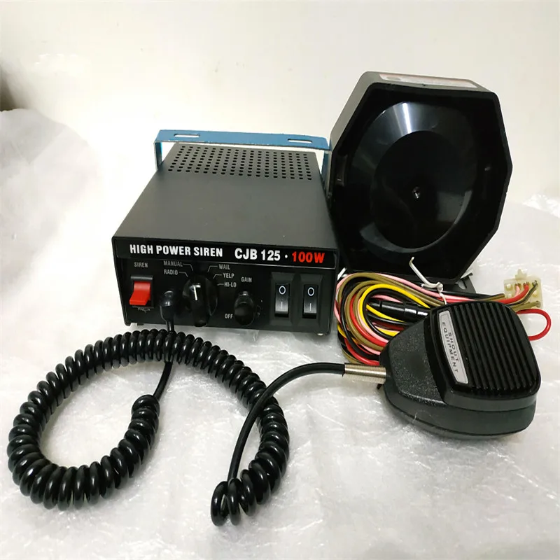 

CJB125K Police Siren fire ambulance emergency Amplifier 7 warning tones with microphone,2 light switches + Loud speaker