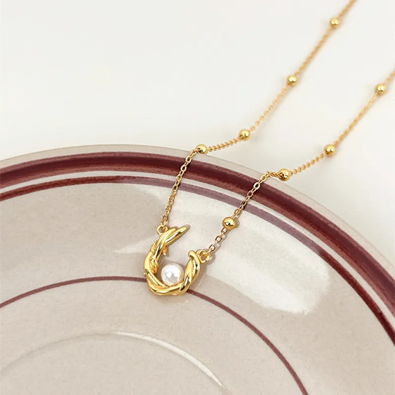 

Женское колье из стерлингового серебра 925 пробы с позолоченным жемчугом, неравномерными узлами, популярные модные украшения, аксессуары для вечеринок