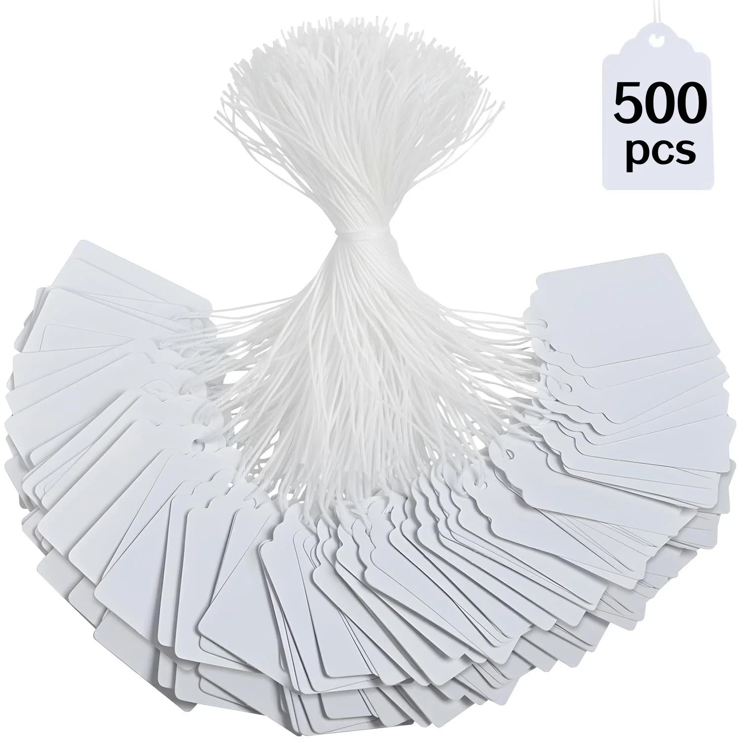 

100/500Pcs Jewelry String Cord Price Tags Rectangle White Blank Labels for Jewelry Display Card Promotion Label Hang Paper Tag