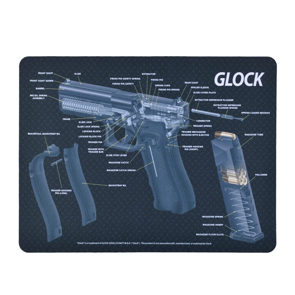 Punisher Gun Cleaning Mat For CZ Shadow 2 SA Glock Gunsmith With Parts Diagram and Instructions