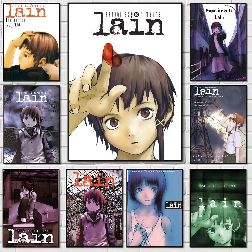 Lain Serial E-experiments Poster Self-adhesive Wall Mural Art Waterproof Sticker For Bar Room Decor High Quality Print Gift
