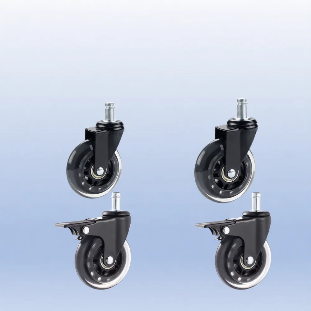 High Quality 3 Inch Office Chair Wheels Silent PU Swivel Casters Furniture Replacement Smooth Motion Floor Protection