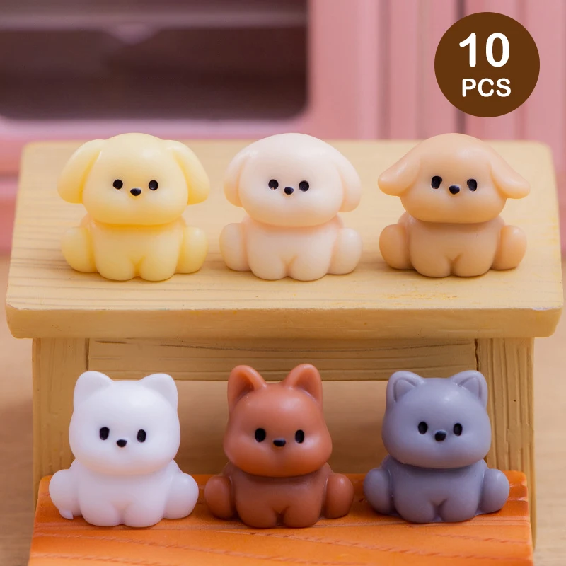 

10 Pcs Cute Puppy Doll Car Office Home Accessories Car Interior Accessories Cute Resin Animal Crafts Gifts Creative Ornaments