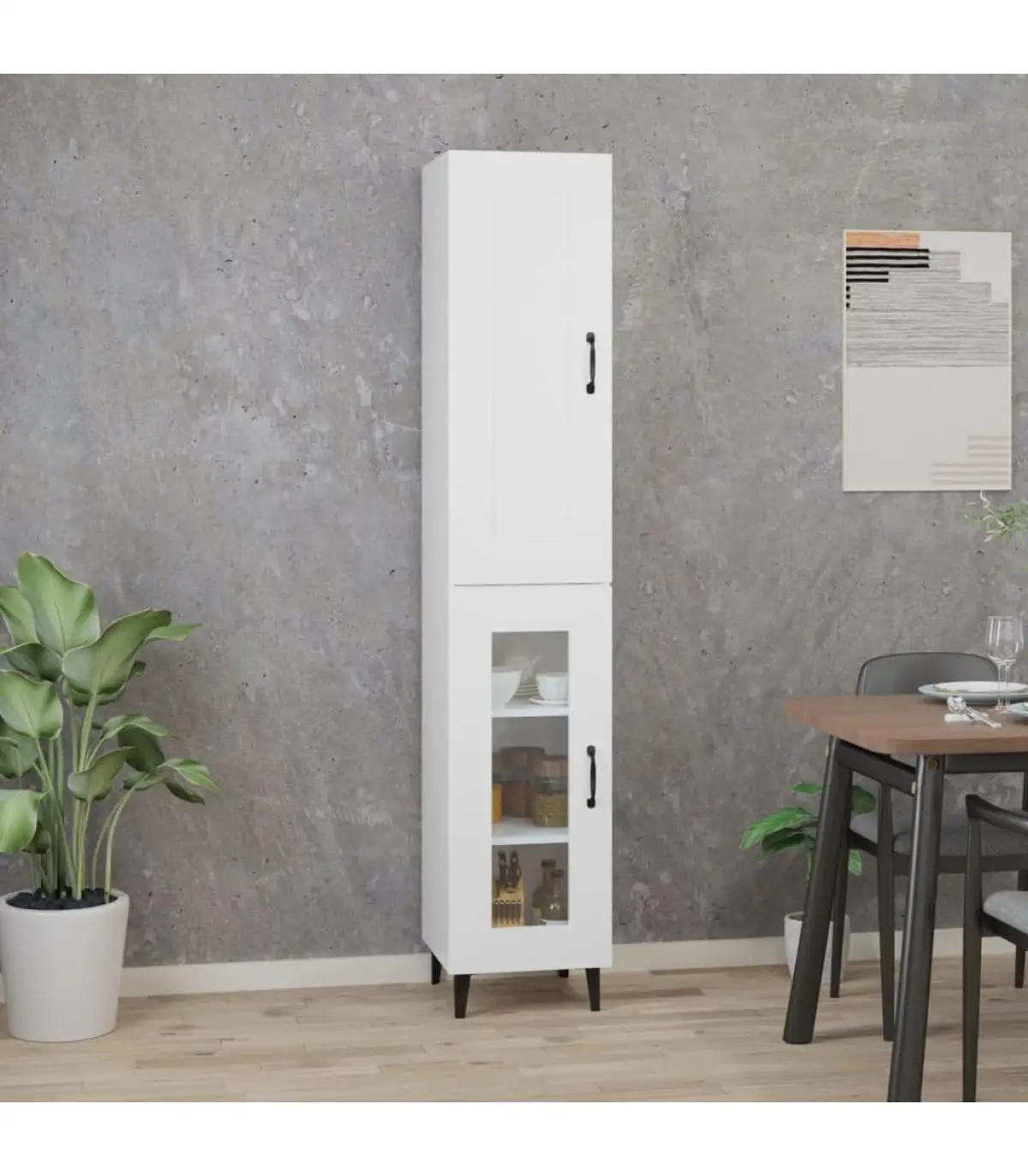 High sideboard Sheen white plywood 35x34x180 cm