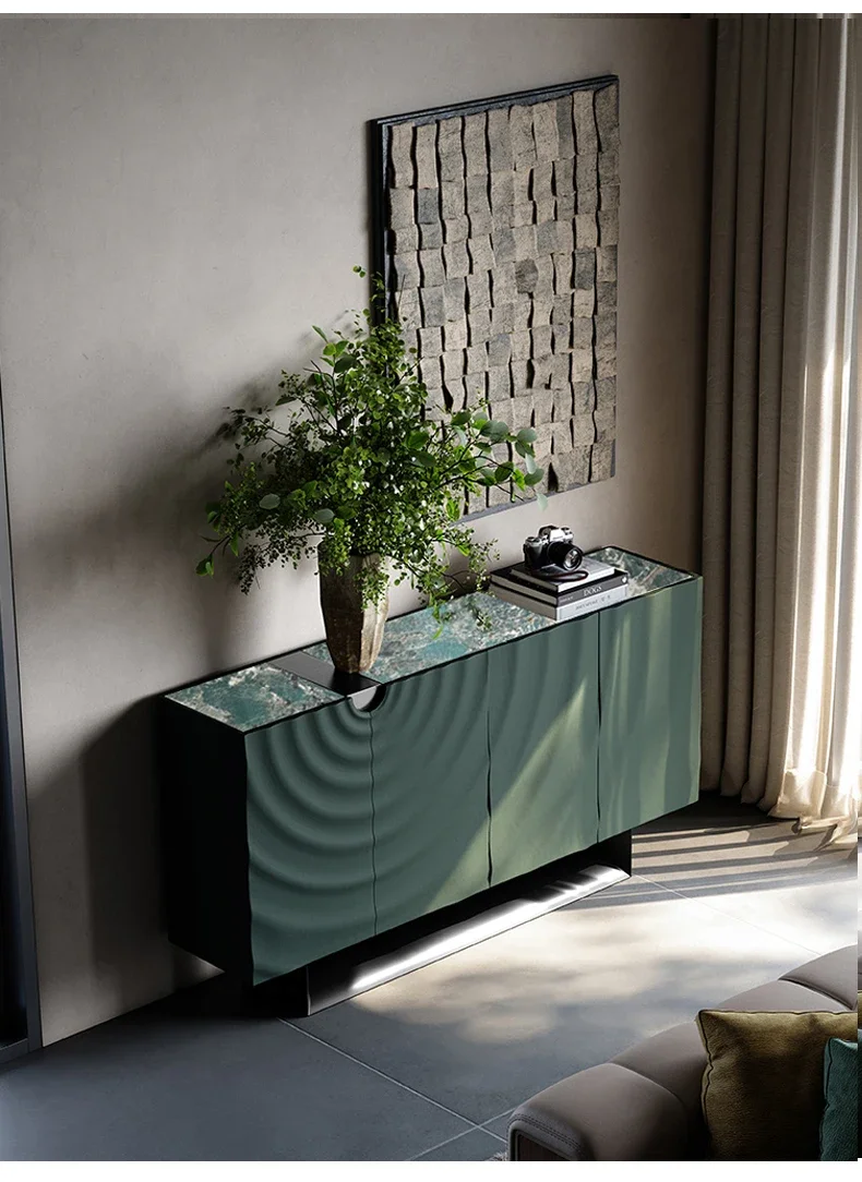 HXL high-end dining side cabinet, entrance door cabinet decoration, house matching ripple series natural rock slab
