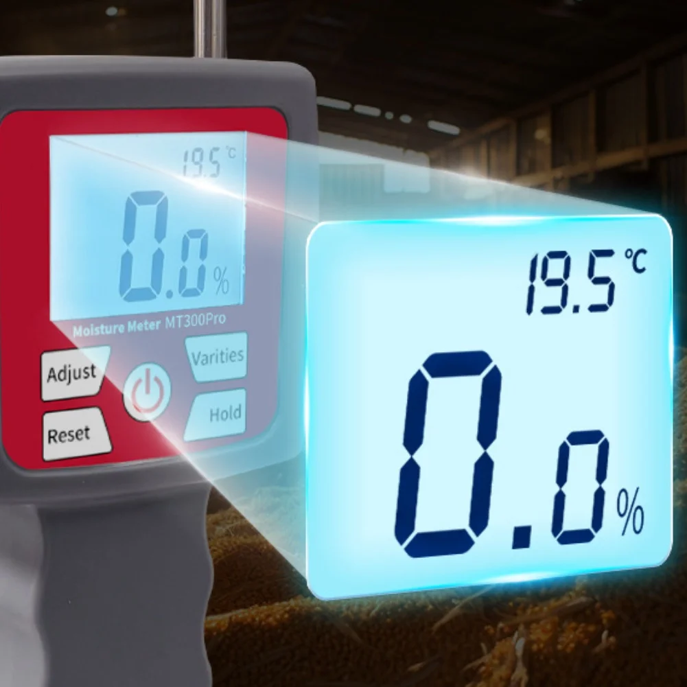 

1pc Multifunctional Moisture Meter LCD Backlit Screen Moisture Tester For Grains Rye Corn Soybeans Coffee Beans Mustard Beet