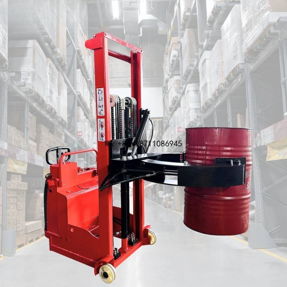 1000kg Semi Automatic Roll Reel Lifter Stacker Forklift Clamp 100-1500mm Dia Rubber Pad for Package Printing Restaurant