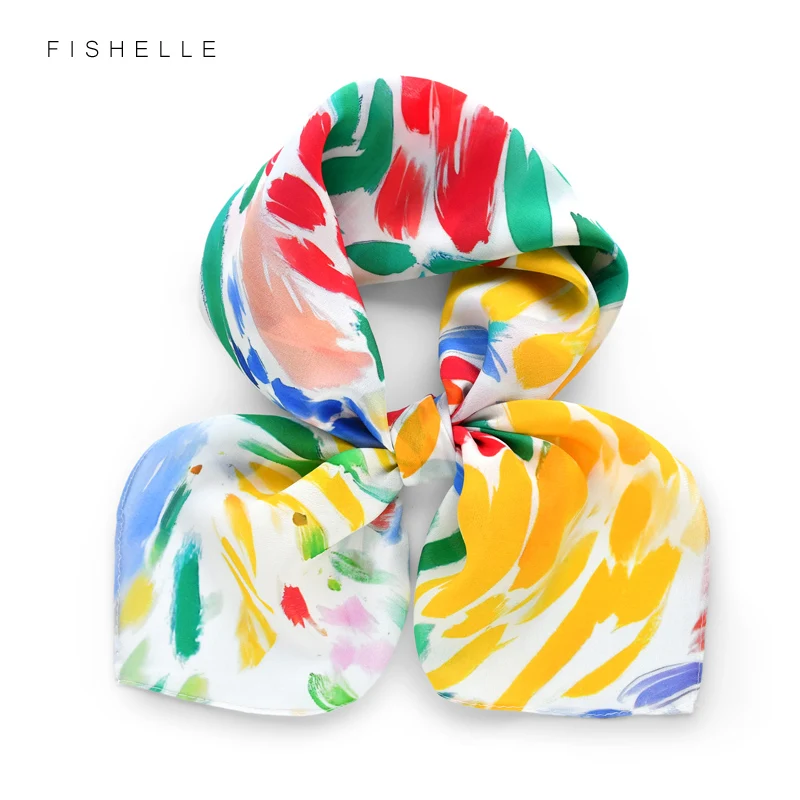 

Шелковый платок-шарф с цветными пигментами, 100% шелк, квадратный, для женщин, роскошный подарок, тонкий, весенне-осенний, повязка на голову, керчиф