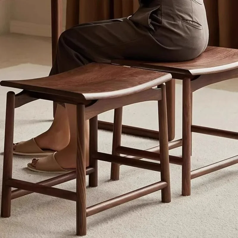Walnut ingot stool tea stool shoe stool new Chinese simple furniture living room study brown dining room furniture
