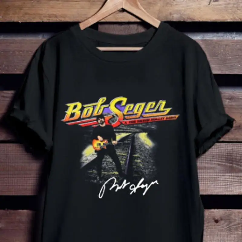 بوب سيجر تي شيرت خمر توقيع الرجال السود #1