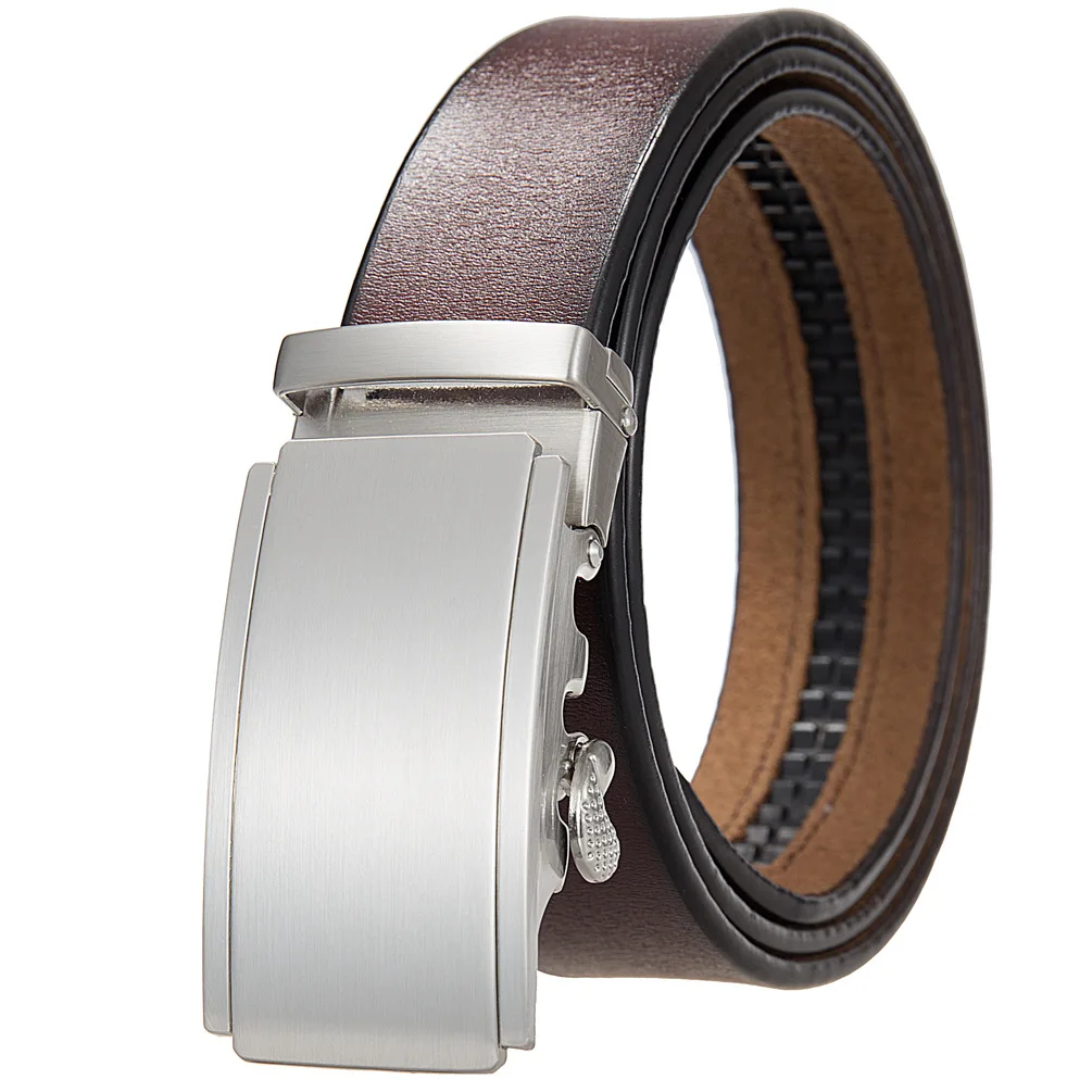 جديد الرجال أحزمة جلدية حقيقية التلقائي مشبك الأحزمة الرجال أزياء عالية الجودة أسود براون زنار 3.5 سنتيمتر