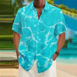 Camicia hawaiana da uomo, tessuto di lino, Spray da spiaggia, t-Shirt Y2kStreetwear, manica corta, vestiti oversize, 5XL, estate