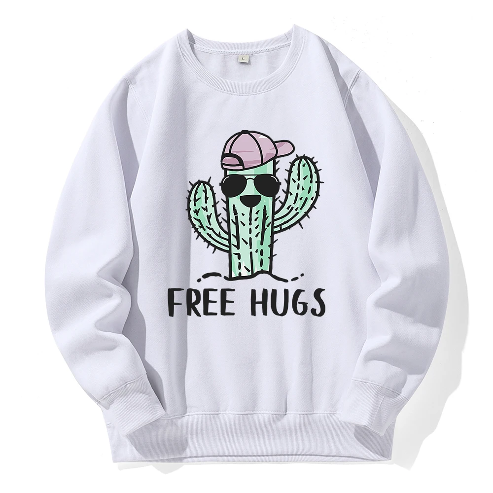 Free Hug From Spiny Cactus Hooded Men Fleece Warm Loose New Hoody Creative Novelty Casual Streetwear Fashion All Match Hoodies